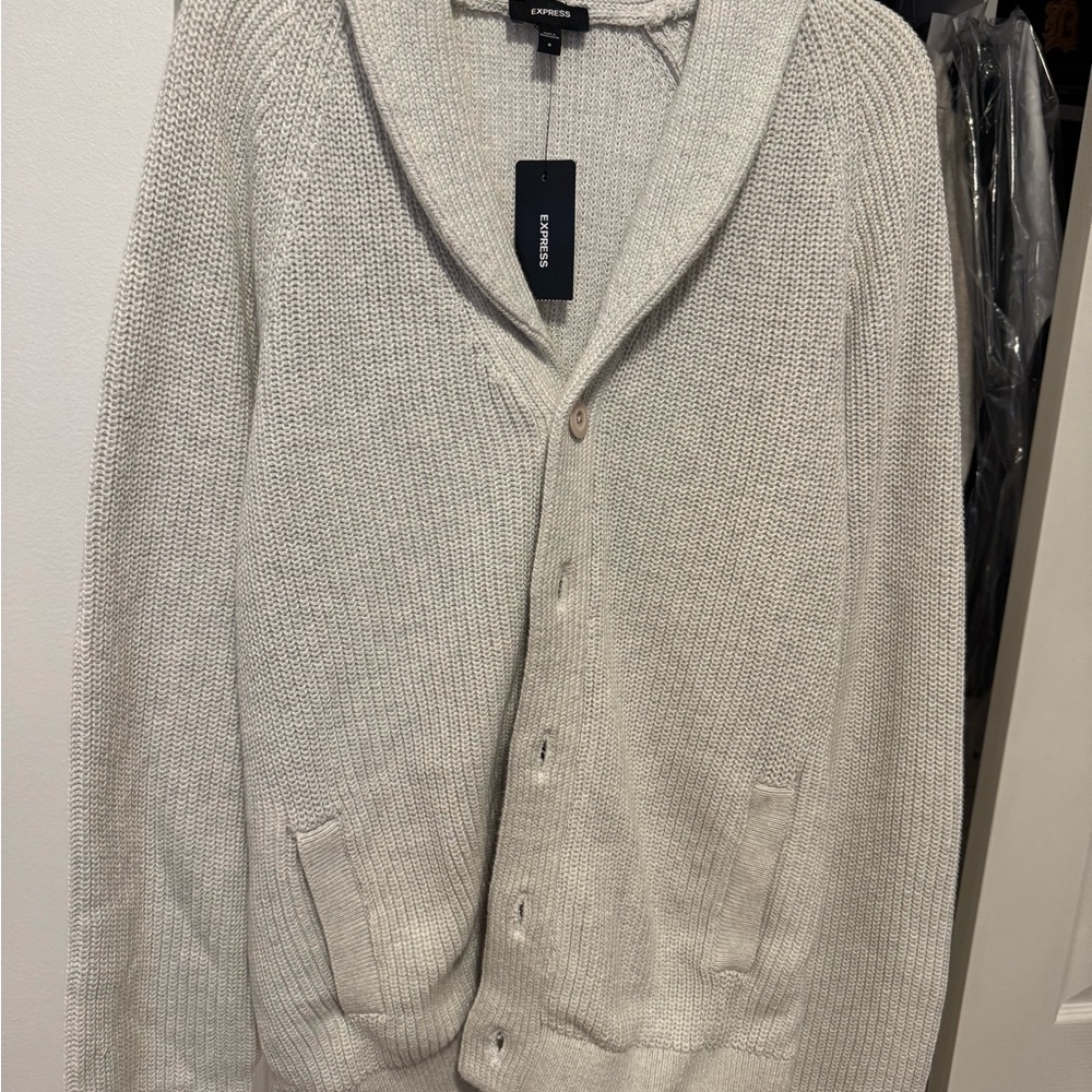 Express Light Gray Cardigan Sweater
